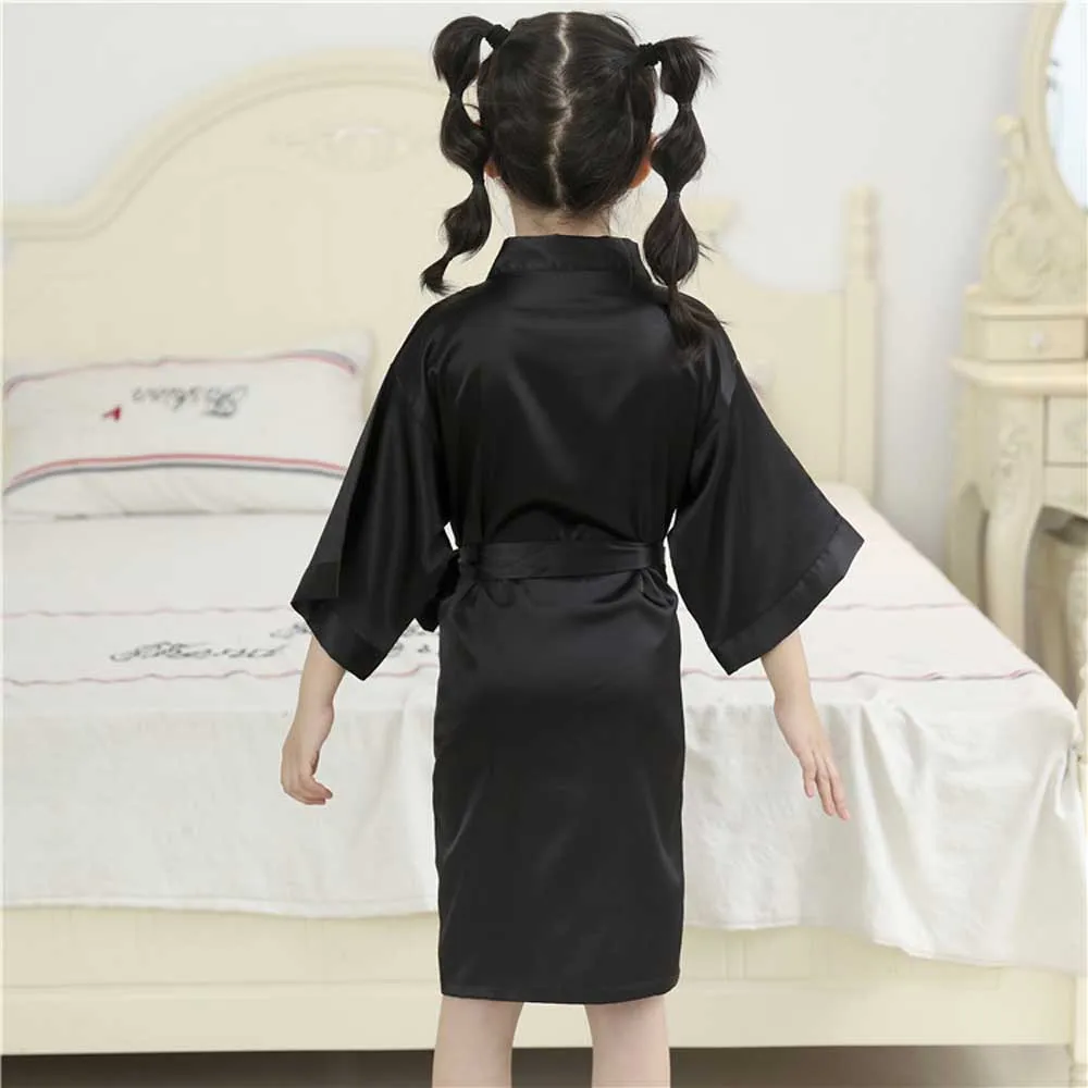 12 Colors Satin Robes for Girls Baby Kids Sleepwear Red White Pink Kimono For Spa Wedding Party Girls Nightgowns Summer BathRobe