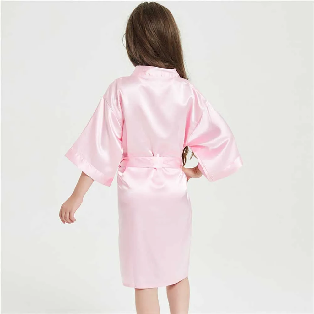 12 Colors Satin Robes for Girls Baby Kids Sleepwear Red White Pink Kimono For Spa Wedding Party Girls Nightgowns Summer BathRobe