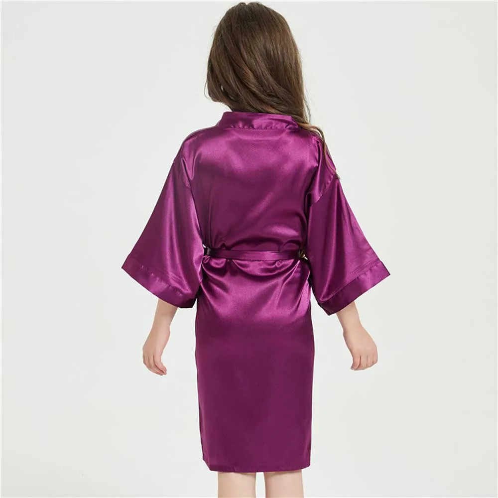 12 Colors Satin Robes for Girls Baby Kids Sleepwear Red White Pink Kimono For Spa Wedding Party Girls Nightgowns Summer BathRobe