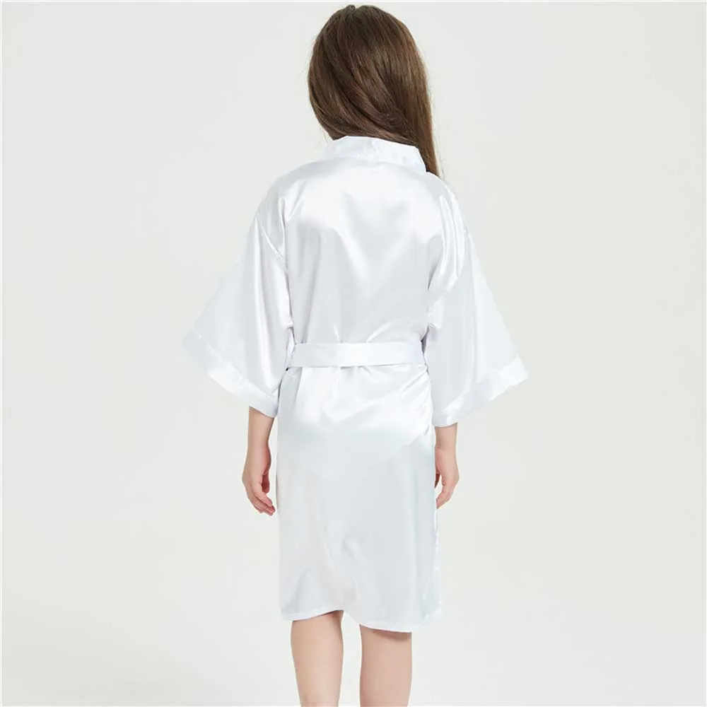 12 Colors Satin Robes for Girls Baby Kids Sleepwear Red White Pink Kimono For Spa Wedding Party Girls Nightgowns Summer BathRobe