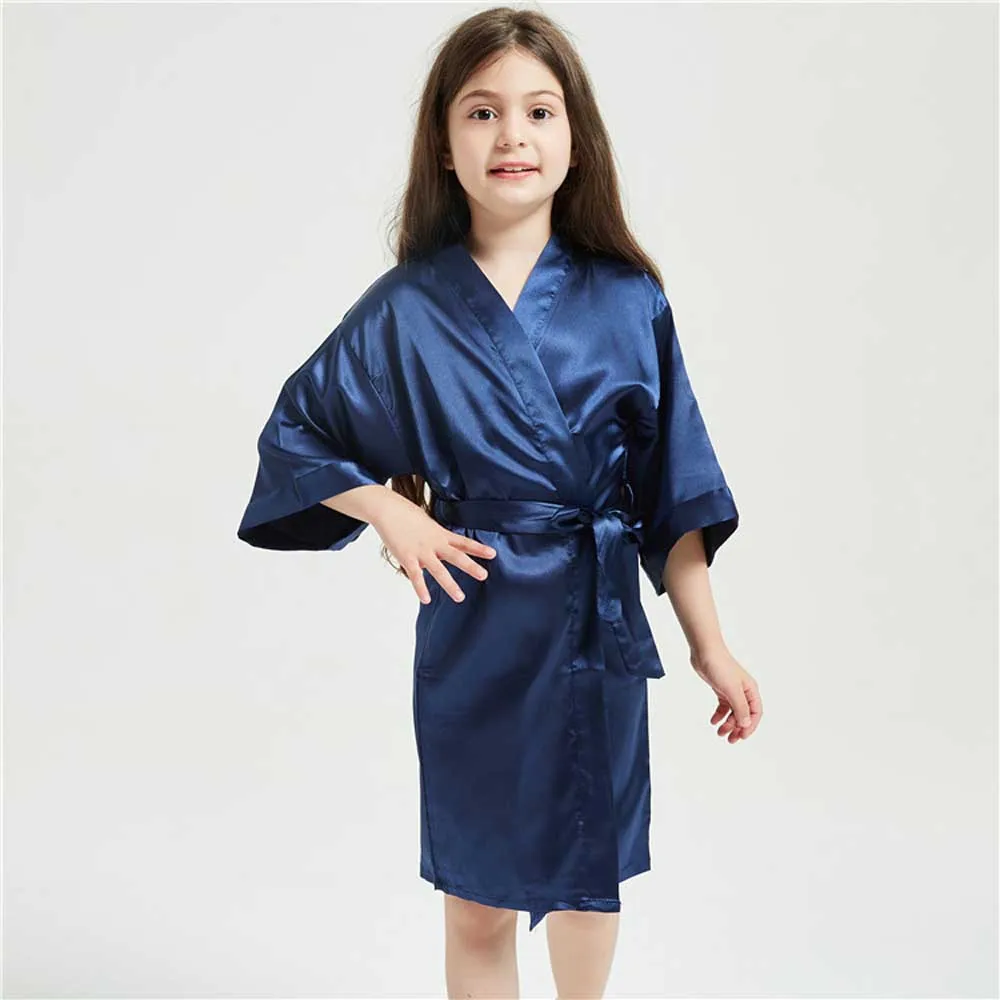 12 Colors Satin Robes for Girls Baby Kids Sleepwear Red White Pink Kimono For Spa Wedding Party Girls Nightgowns Summer BathRobe
