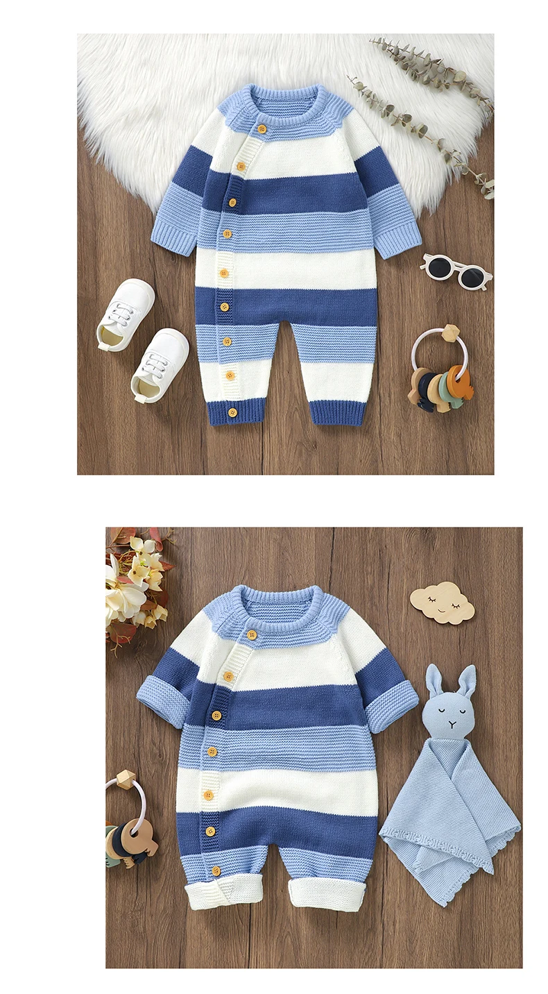 Winter Baby Rompers Clothes Autumn Full Sleeves Newborn Boys Girls Sweaters Jumpsuits Knitted Spring Outwear Infant Outfit 0-18m