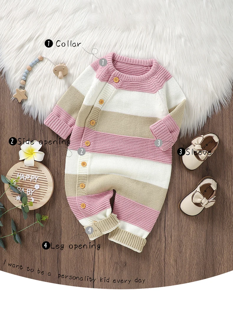 Winter Baby Rompers Clothes Autumn Full Sleeves Newborn Boys Girls Sweaters Jumpsuits Knitted Spring Outwear Infant Outfit 0-18m
