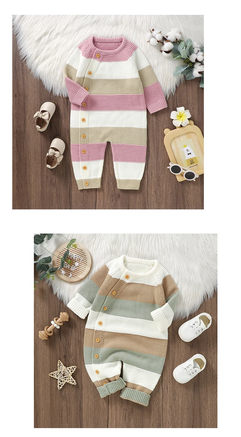 Winter Baby Rompers Clothes Autumn Full Sleeves Newborn Boys Girls Sweaters Jumpsuits Knitted Spring Outwear Infant Outfit 0-18m