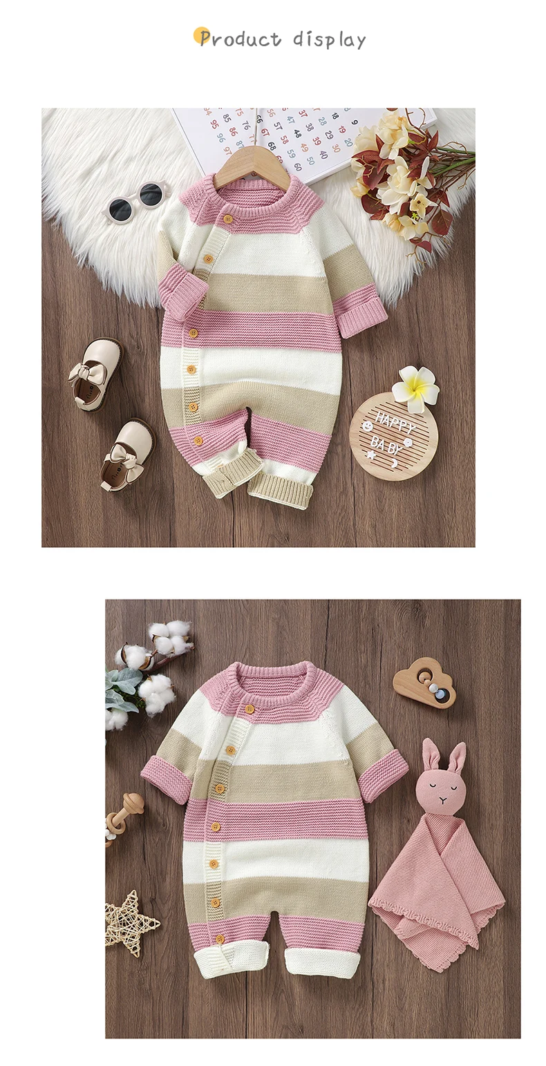 Winter Baby Rompers Clothes Autumn Full Sleeves Newborn Boys Girls Sweaters Jumpsuits Knitted Spring Outwear Infant Outfit 0-18m