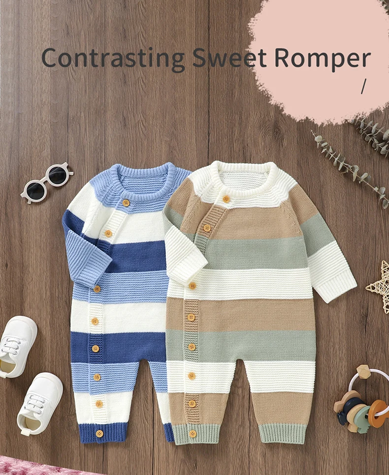 Winter Baby Rompers Clothes Autumn Full Sleeves Newborn Boys Girls Sweaters Jumpsuits Knitted Spring Outwear Infant Outfit 0-18m