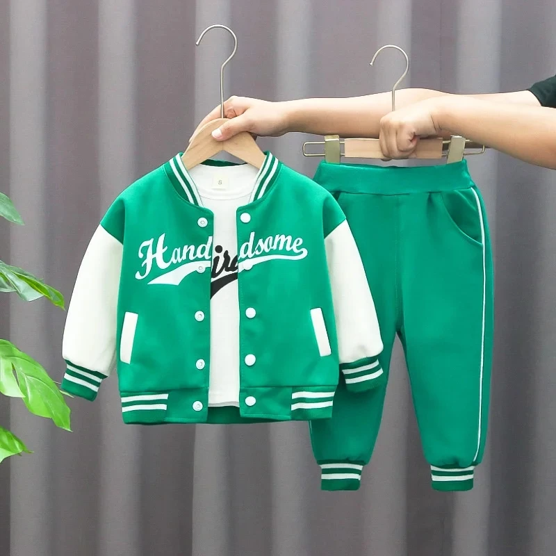 Kids Baseball Clothing Suit Boys Girls Casual Sports Sets 3 Pcs Coat Pants tripartite Spring Autumn Thin Baby Tracksuit Outfits