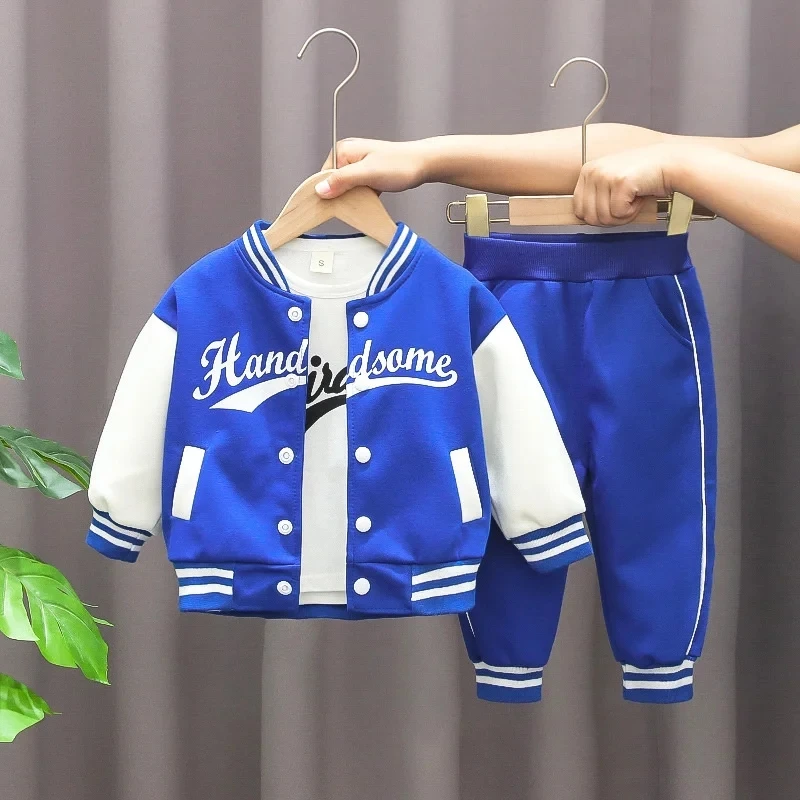 Kids Baseball Clothing Suit Boys Girls Casual Sports Sets 3 Pcs Coat Pants tripartite Spring Autumn Thin Baby Tracksuit Outfits