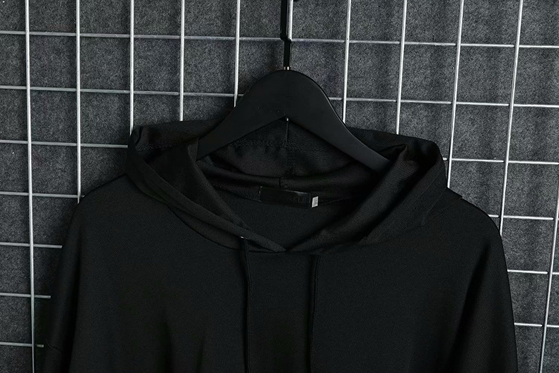 Autumn Men's Casual Hoodie Sweatshirt Techwear Hip Hop Harajuku Style with Ribbons Patchwork Japanese Streetwear Darkwear