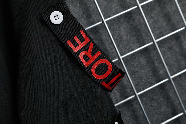 Autumn Men's Casual Hoodie Sweatshirt Techwear Hip Hop Harajuku Style with Ribbons Patchwork Japanese Streetwear Darkwear