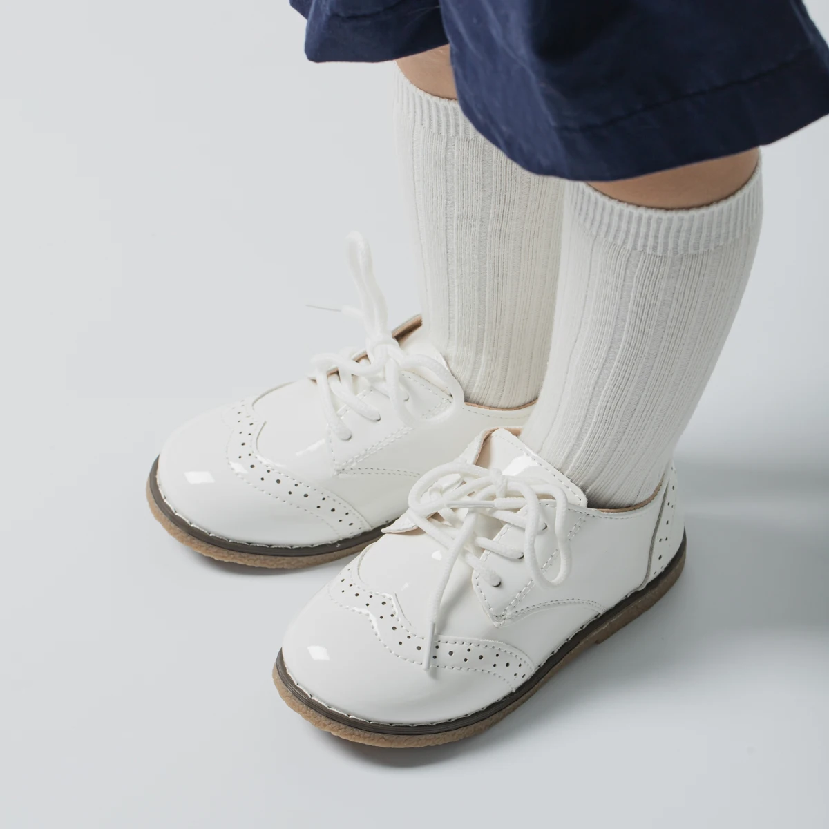 New Children's Leather Shoes Anti-Slip Waterproof Casual Shoes Boys Girls Lace-Up Solid Color Sneakers Young Children's Shoes