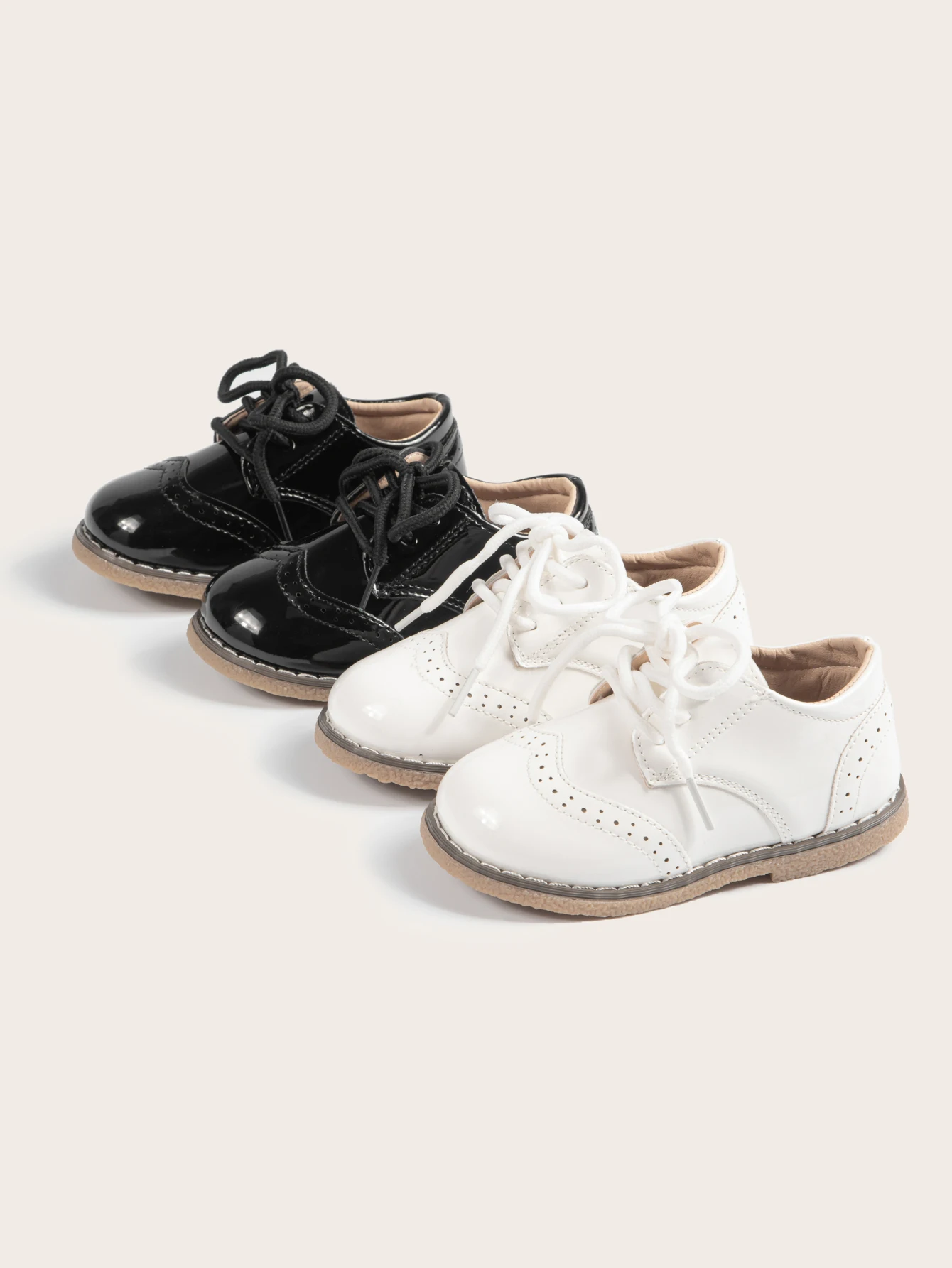 New Children's Leather Shoes Anti-Slip Waterproof Casual Shoes Boys Girls Lace-Up Solid Color Sneakers Young Children's Shoes
