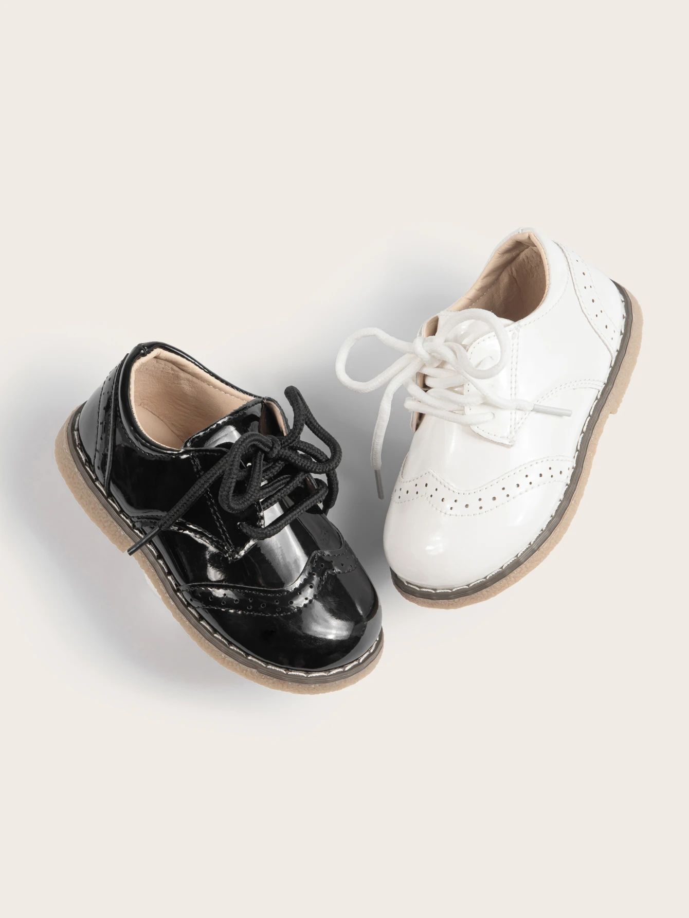 New Children's Leather Shoes Anti-Slip Waterproof Casual Shoes Boys Girls Lace-Up Solid Color Sneakers Young Children's Shoes