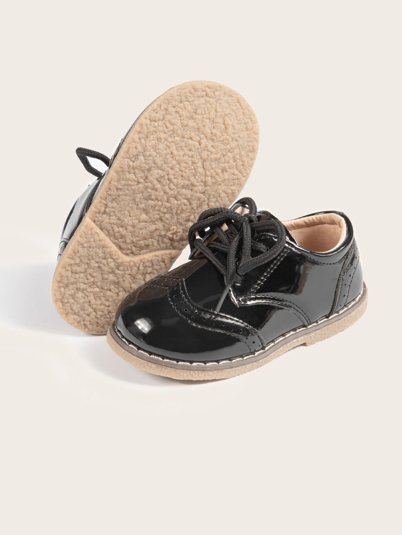 New Children's Leather Shoes Anti-Slip Waterproof Casual Shoes Boys Girls Lace-Up Solid Color Sneakers Young Children's Shoes