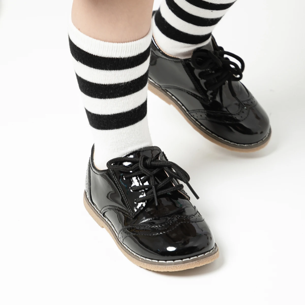 New Children's Leather Shoes Anti-Slip Waterproof Casual Shoes Boys Girls Lace-Up Solid Color Sneakers Young Children's Shoes