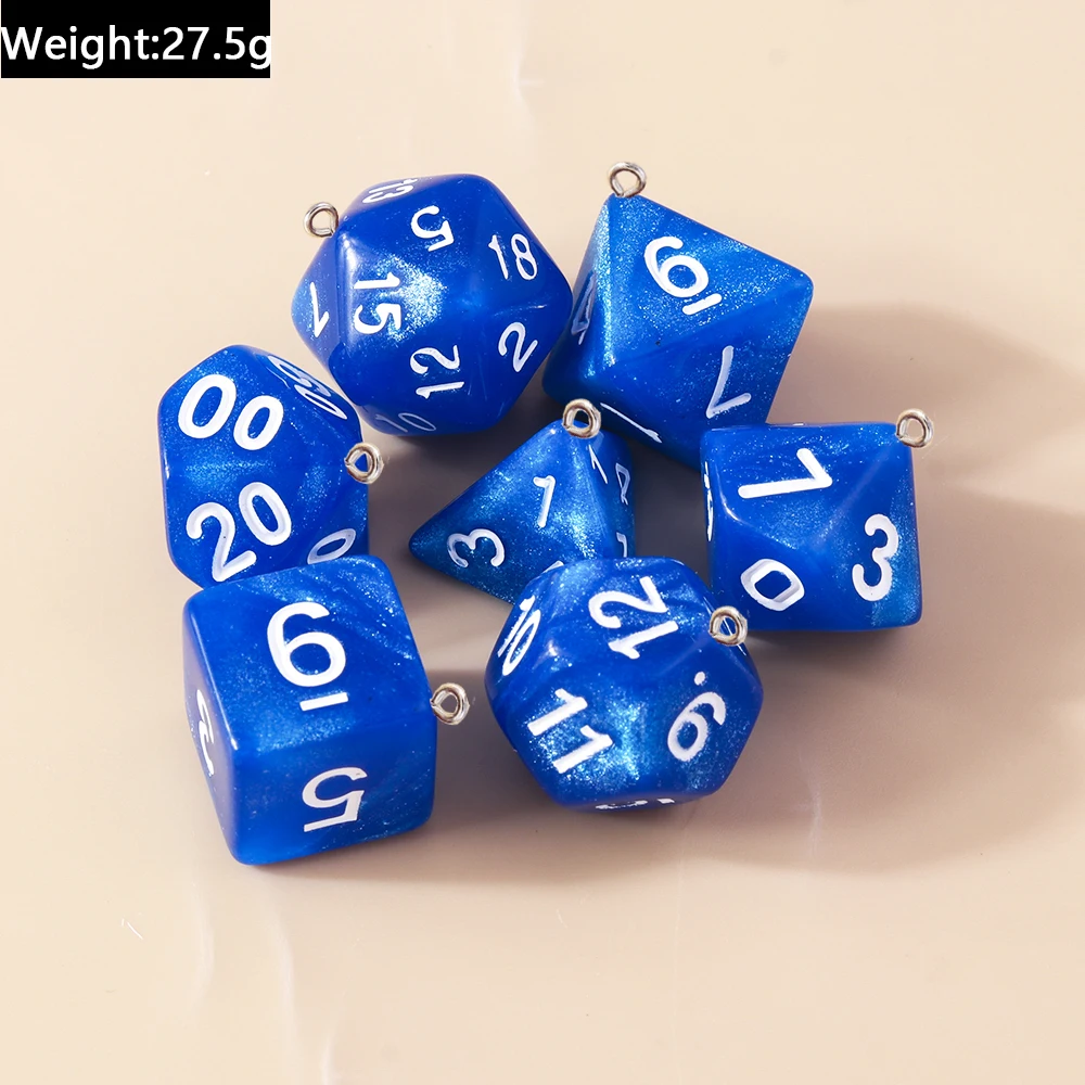 Leslie 7pcs/set Colorful Different Number Acrylic Dice Charms Game Props Multi-faceted Digital Dice for DIY Jewelry Making