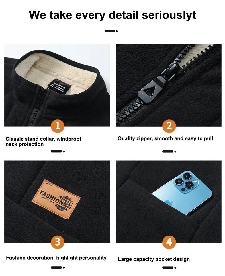 2024 Autumn and Winter Lambswool Vests Men New Warm Padded Stand-up Collar Large Size Casual Versatile Trend Jacket Shoulders