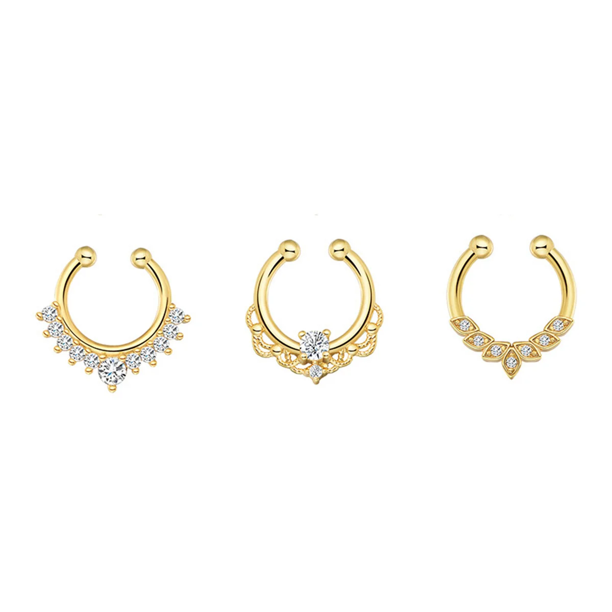 3/6pcs 16G 316L Stainless Steel Bat Fake Septum Ring,Non-Pierced Fake Nose Rings Clip On Nose Hoop Faux Septum Piercing Jewelry