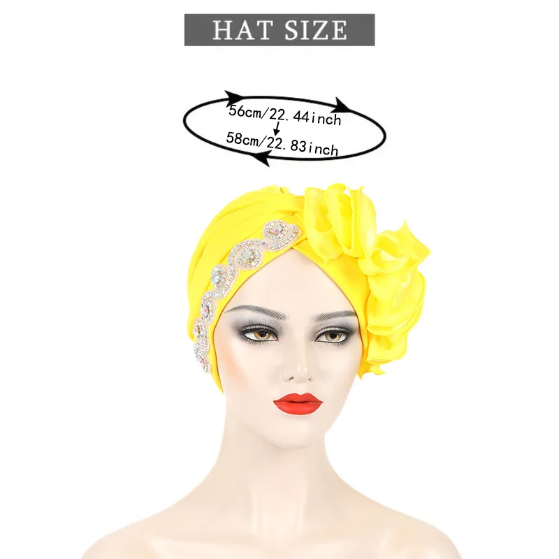 African Female Head Wraps Bonnet Nigeria Party Headgear Satin Ruffled Pleated Turban Caps for Women Ready to Wear Headtie