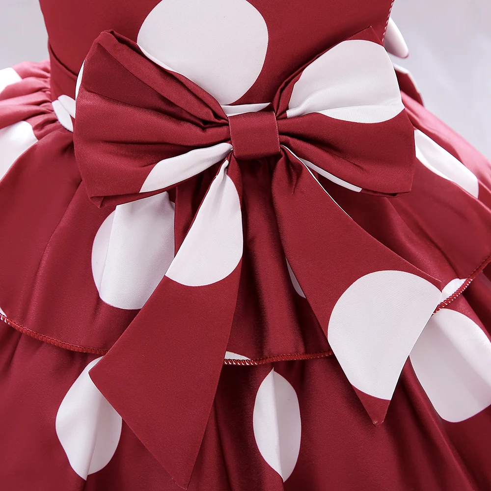 Summer Baby Girl Dress Infant 1 Year Birthday Party Dresses For Girls Dot Bow Princess Wedding Dress Newborn Christening Gown