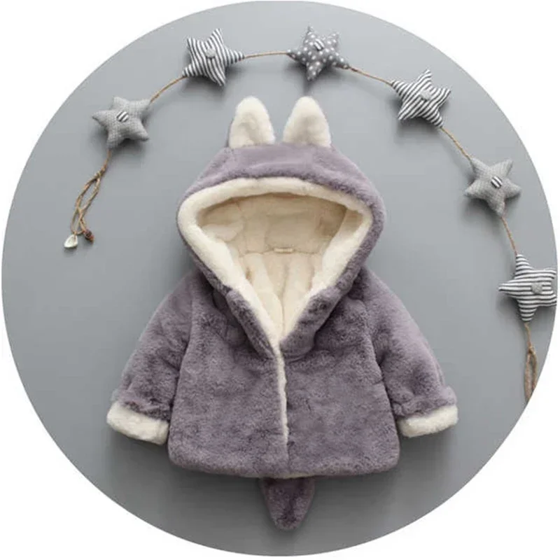 Cute Cat Ears Plush Baby Jacket Christmas Princess Girls Coat Autumn Winter Warm Hooded Children Outerwear Toddler Girl Clothes