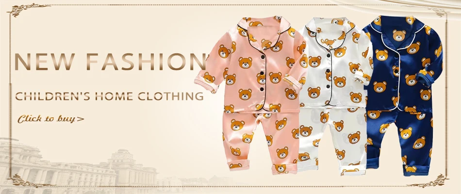 Boys Girls Ice silk satin Cartoon printing Tops Pants Set home Wear Children's pajamas set Baby suit Kids Clothes Toddler