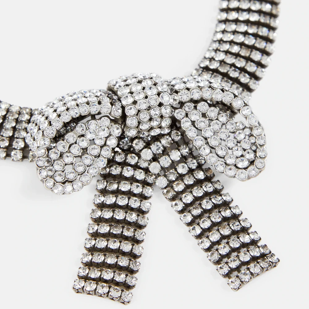Fashion Rhinestone Exaggerate Bow Choker Necklace Wedding Jewelry Multilayer Chunky Crystal Collar Chain Choker Free Shipping