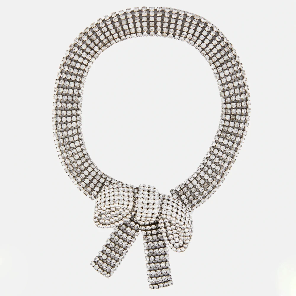 Fashion Rhinestone Exaggerate Bow Choker Necklace Wedding Jewelry Multilayer Chunky Crystal Collar Chain Choker Free Shipping