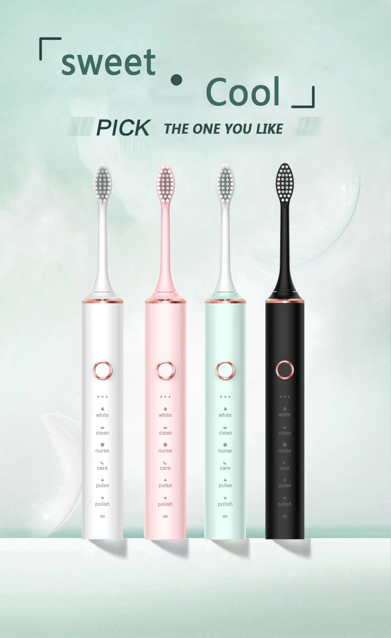 New 2024 N100 Sonic Electric Toothbrush Adult Timer Brush 6 Mode USB Charger Rechargeable Tooth Brushes Replacement Heads Set