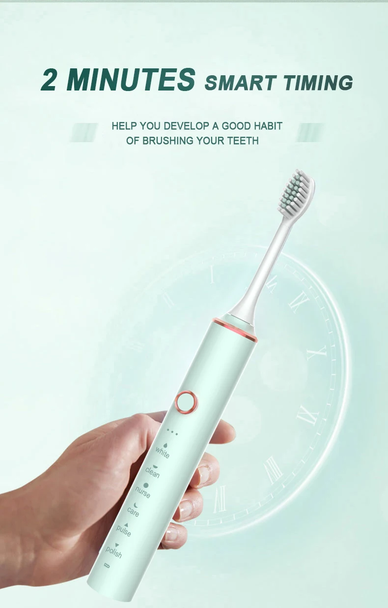New 2024 N100 Sonic Electric Toothbrush Adult Timer Brush 6 Mode USB Charger Rechargeable Tooth Brushes Replacement Heads Set