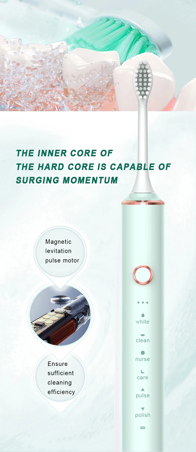 New 2024 N100 Sonic Electric Toothbrush Adult Timer Brush 6 Mode USB Charger Rechargeable Tooth Brushes Replacement Heads Set