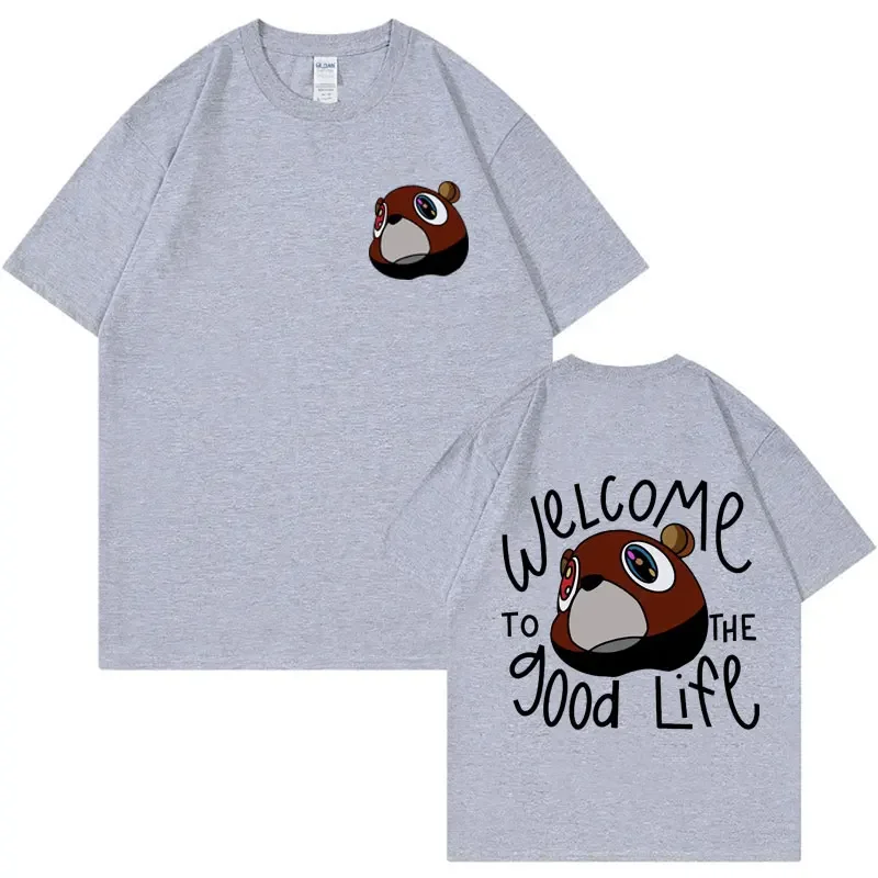Kanye West Graduation Bea The Good Life Print T Shirt Men Women's Vintage High Quality T-shirt Hip Hop Punk T Shirts Streetwear