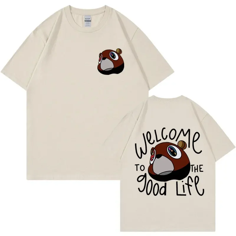 Kanye West Graduation Bea The Good Life Print T Shirt Men Women's Vintage High Quality T-shirt Hip Hop Punk T Shirts Streetwear