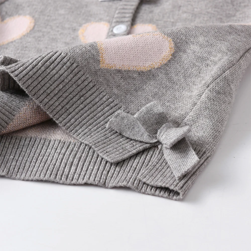DXTON Autumn Winter Girls Sweaters Kids Long Sleeve Heart Shape Knitted Cardigans Sweaters Girls Coat Jacket Children Outerwear