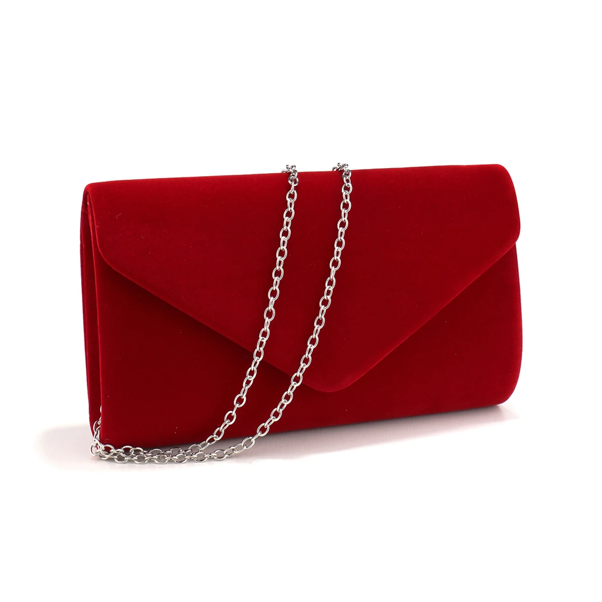 Red Color Women Evening Bags Cover Envelope Design Party Wedding Girl Handbags With Chan Shoulder Clutch Velvet Fashion Purse