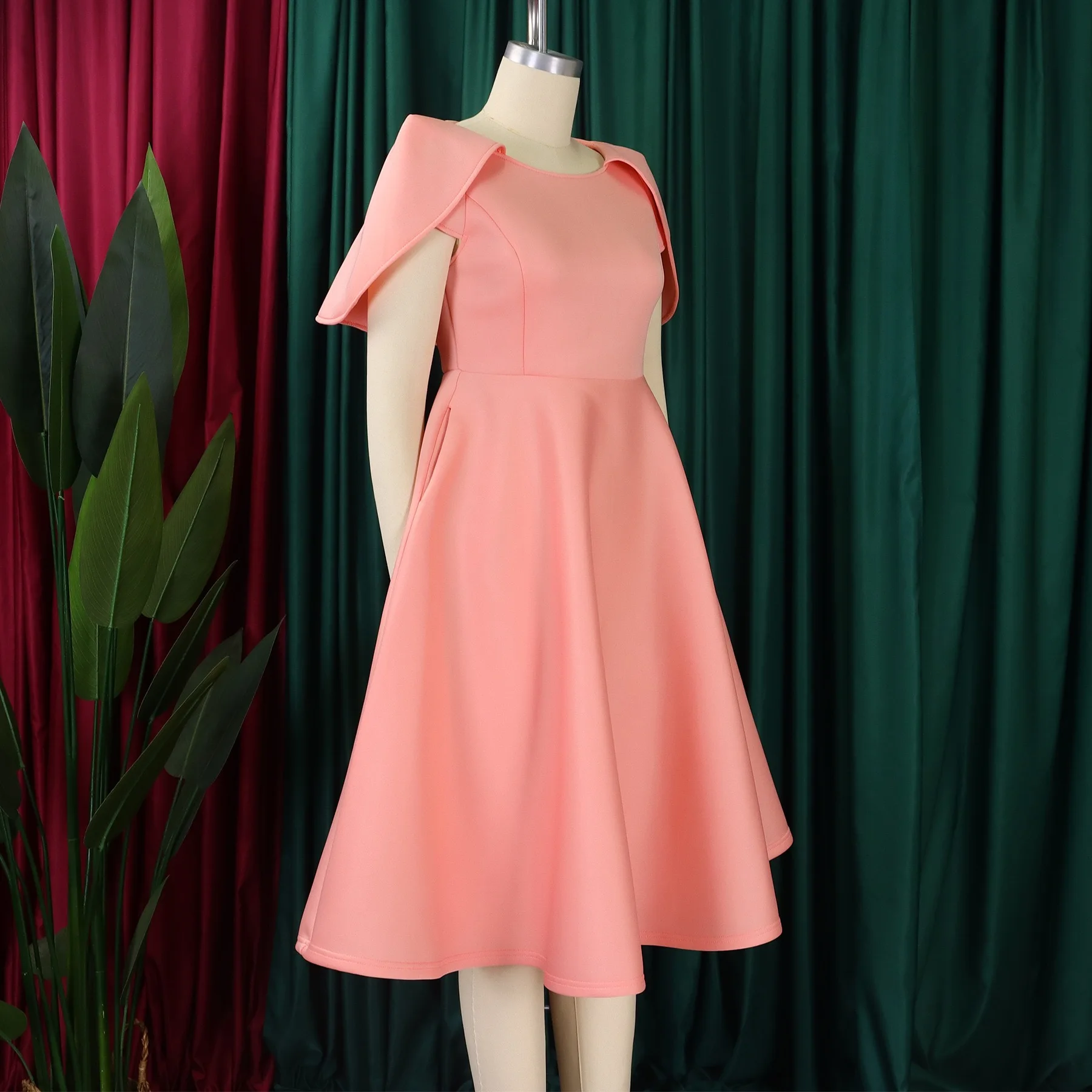 Elegant Dresses Woman 2024 Wedding Party Off the Shoulder Puff Sleeve A Line Pleated Mid Calf Luxury Birthday Night Vestidos Hot