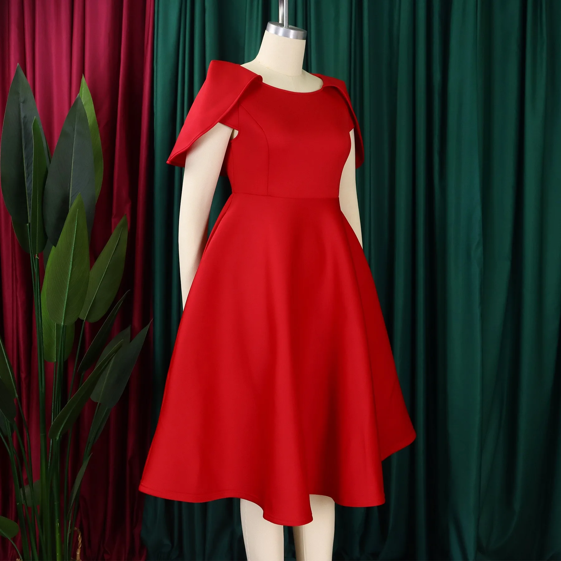 Elegant Dresses Woman 2024 Wedding Party Off the Shoulder Puff Sleeve A Line Pleated Mid Calf Luxury Birthday Night Vestidos Hot