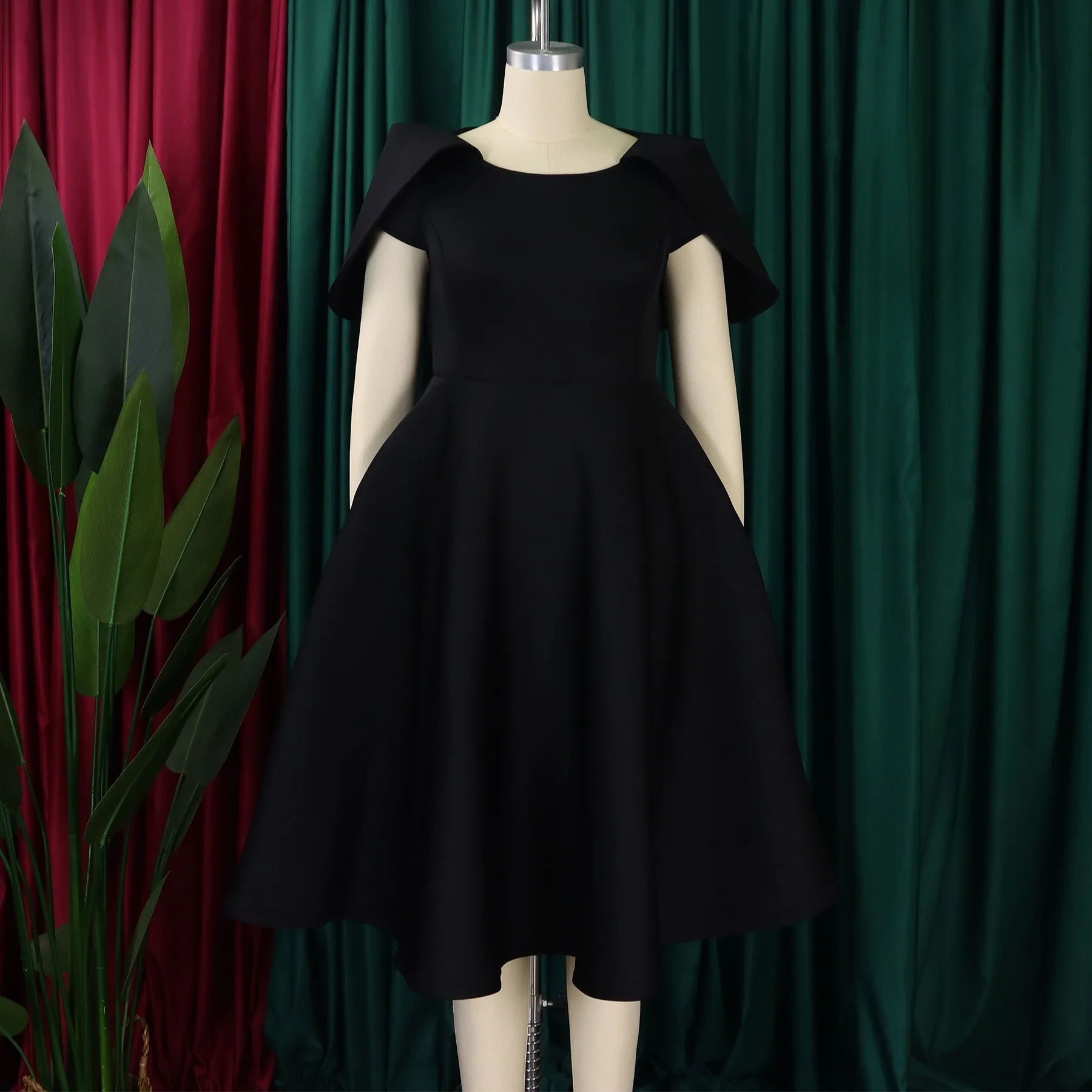 Elegant Dresses Woman 2024 Wedding Party Off the Shoulder Puff Sleeve A Line Pleated Mid Calf Luxury Birthday Night Vestidos Hot