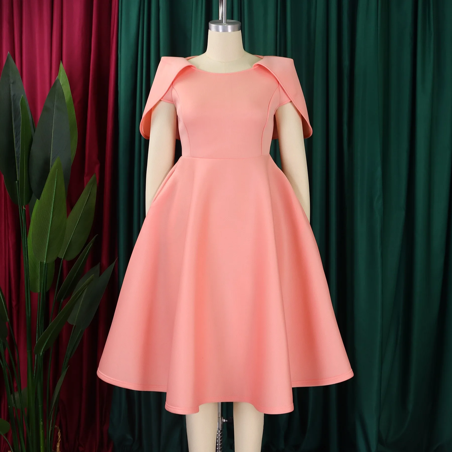 Elegant Dresses Woman 2024 Wedding Party Off the Shoulder Puff Sleeve A Line Pleated Mid Calf Luxury Birthday Night Vestidos Hot