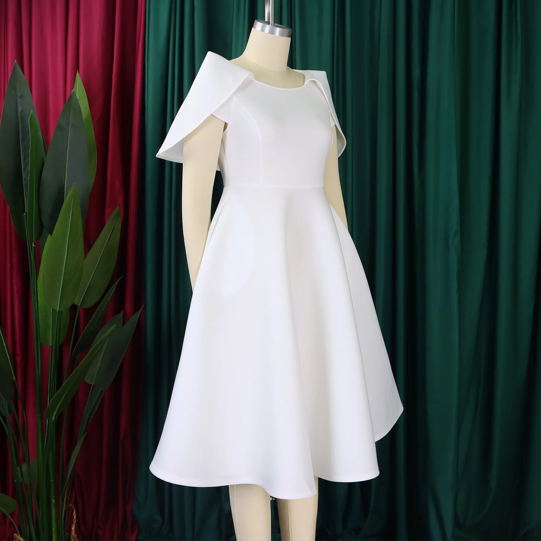 Elegant Dresses Woman 2024 Wedding Party Off the Shoulder Puff Sleeve A Line Pleated Mid Calf Luxury Birthday Night Vestidos Hot