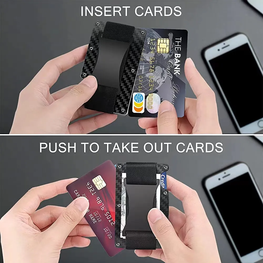 Carbon Fiber Minimalist Slim Wallet Carteira for Men Cartera Tarjetero Hombre RFID Cashback Credit Card Holder Luxury