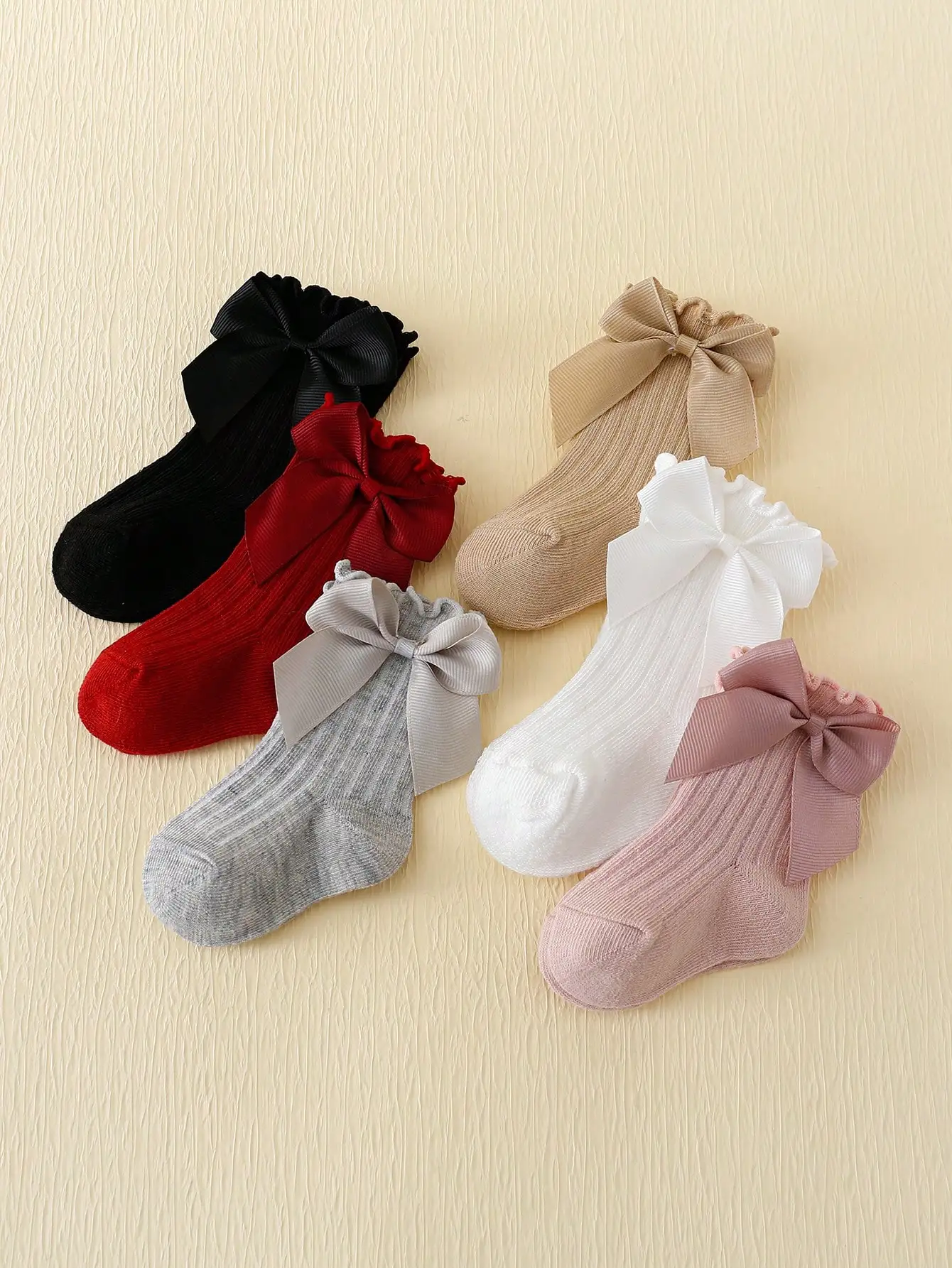 6 Pairs of Rowan Bow Lace Baby Bubble Mouth Socks