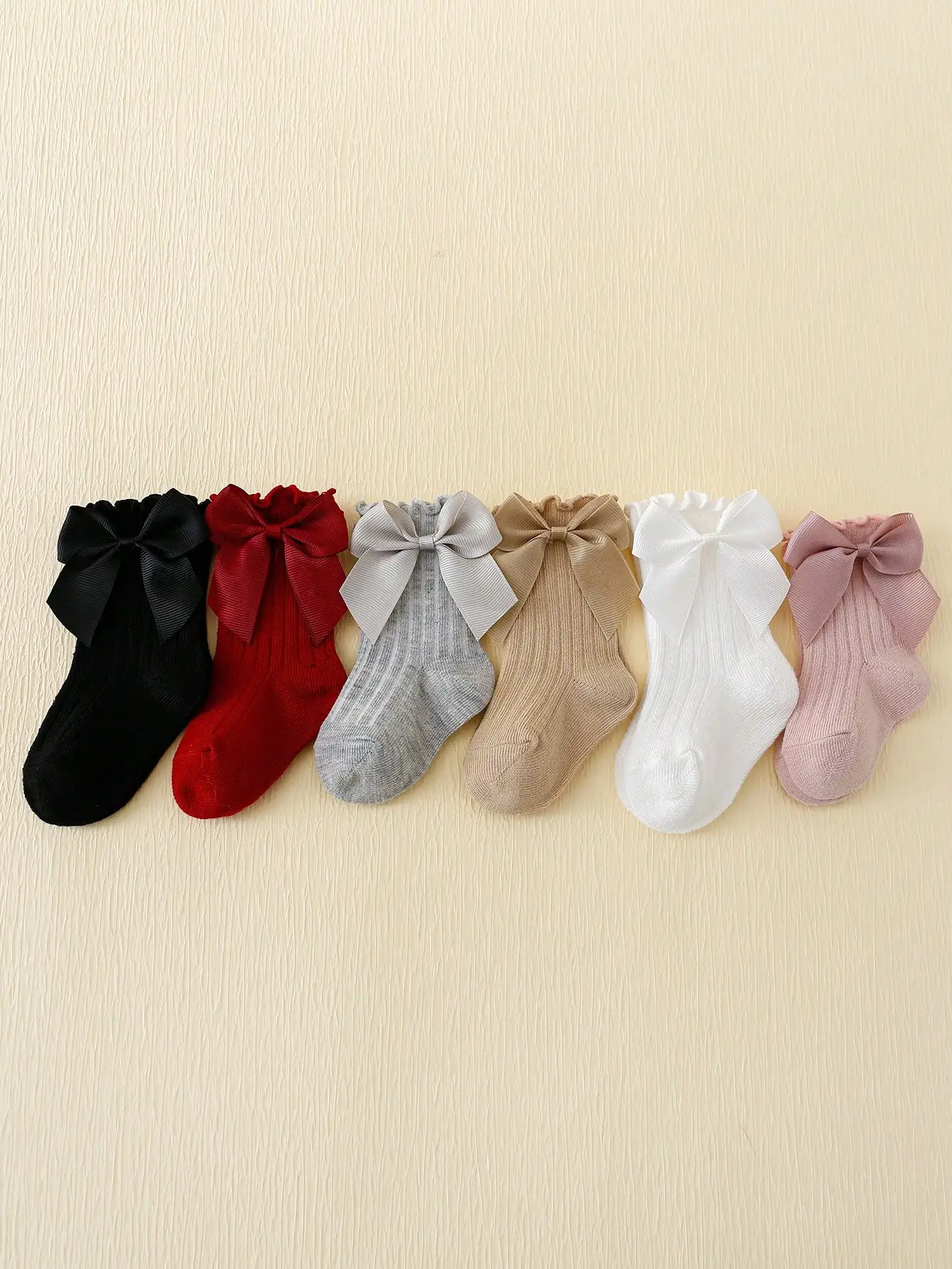 6 Pairs of Rowan Bow Lace Baby Bubble Mouth Socks