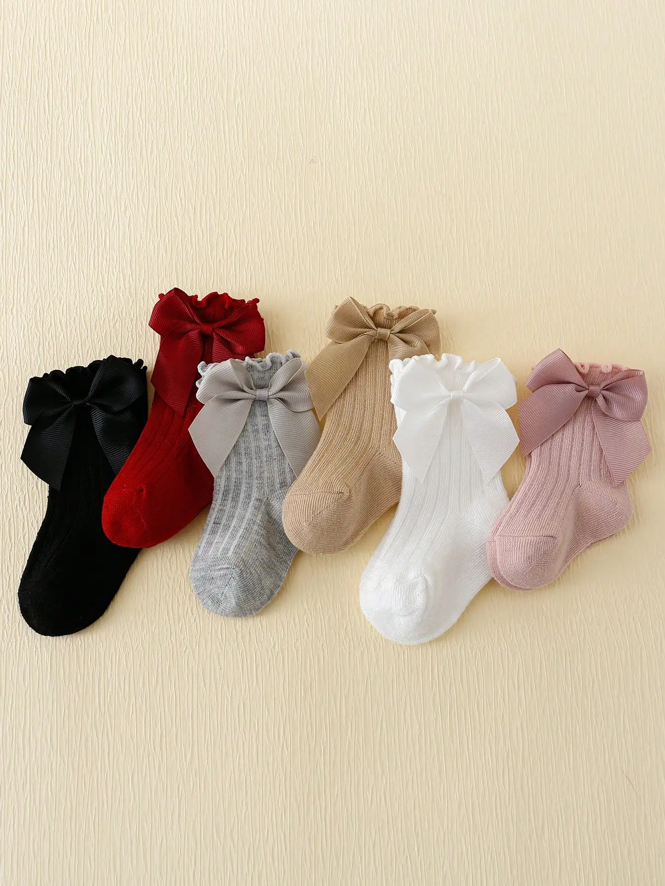 6 Pairs of Rowan Bow Lace Baby Bubble Mouth Socks