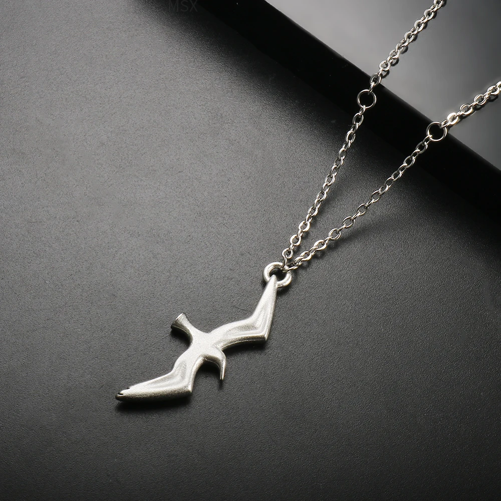Trendy Stainless Steel T S Seagull Pendant Necklace Bird Charm Chain Necklace for Women Men Couple Jewelry