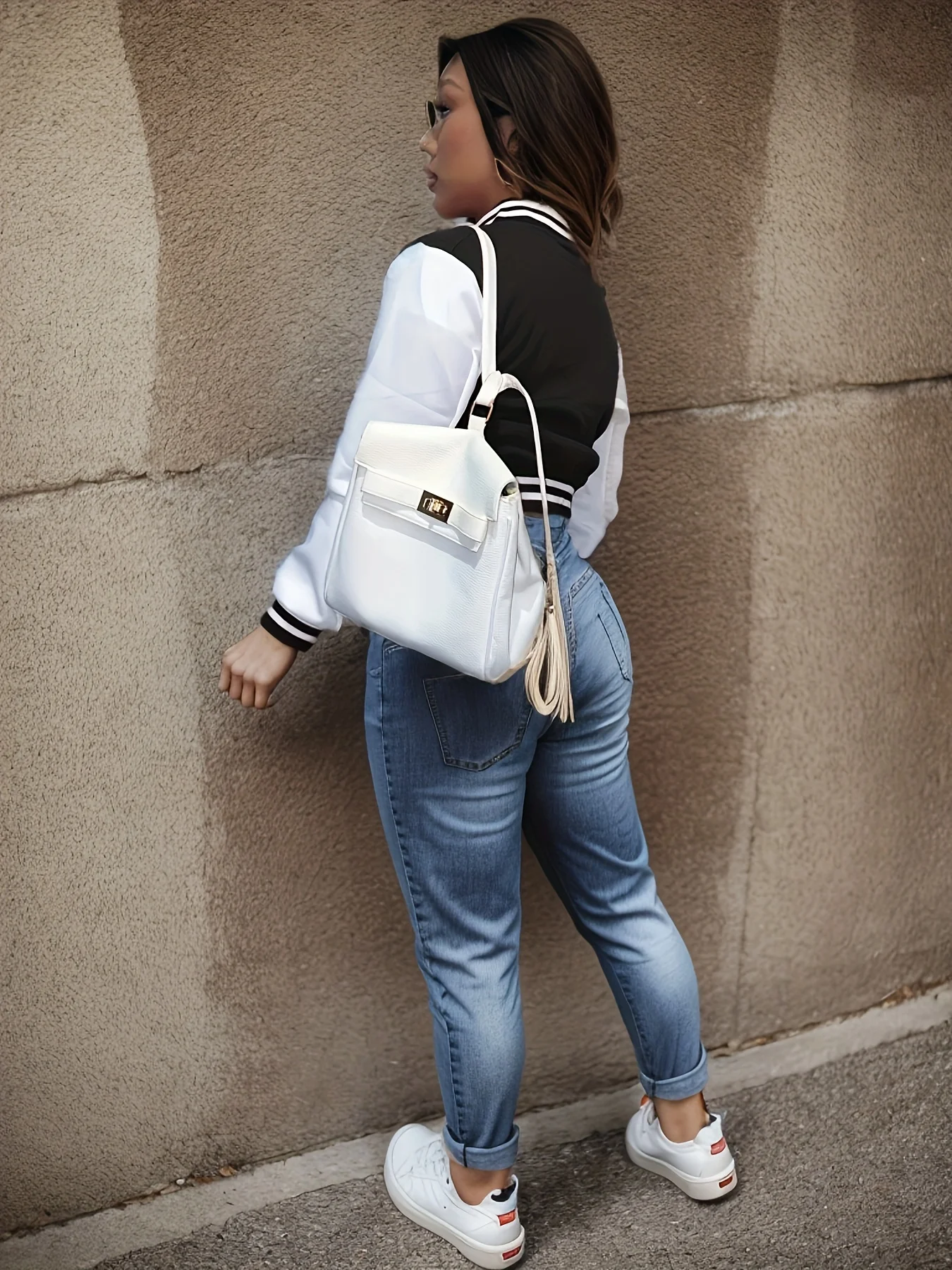 Spring and Autumn European and N Women's Color Matching Jacket Single-breasted Lettered Baseball Jacket Jacket