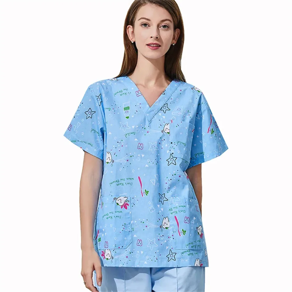 High Quality Women's Clinical Uniforms, Printed Tops, Beauty Salon Workwear, Women's Surgical Clothing