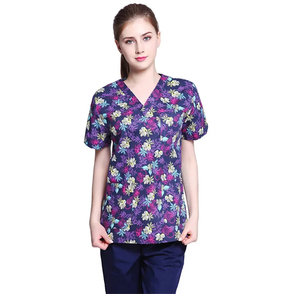 High Quality Women's Clinical Uniforms, Printed Tops, Beauty Salon Workwear, Women's Surgical Clothing