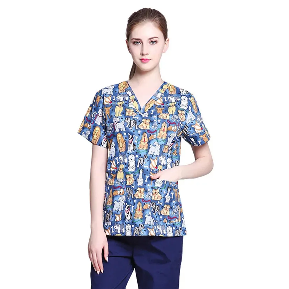 High Quality Women's Clinical Uniforms, Printed Tops, Beauty Salon Workwear, Women's Surgical Clothing