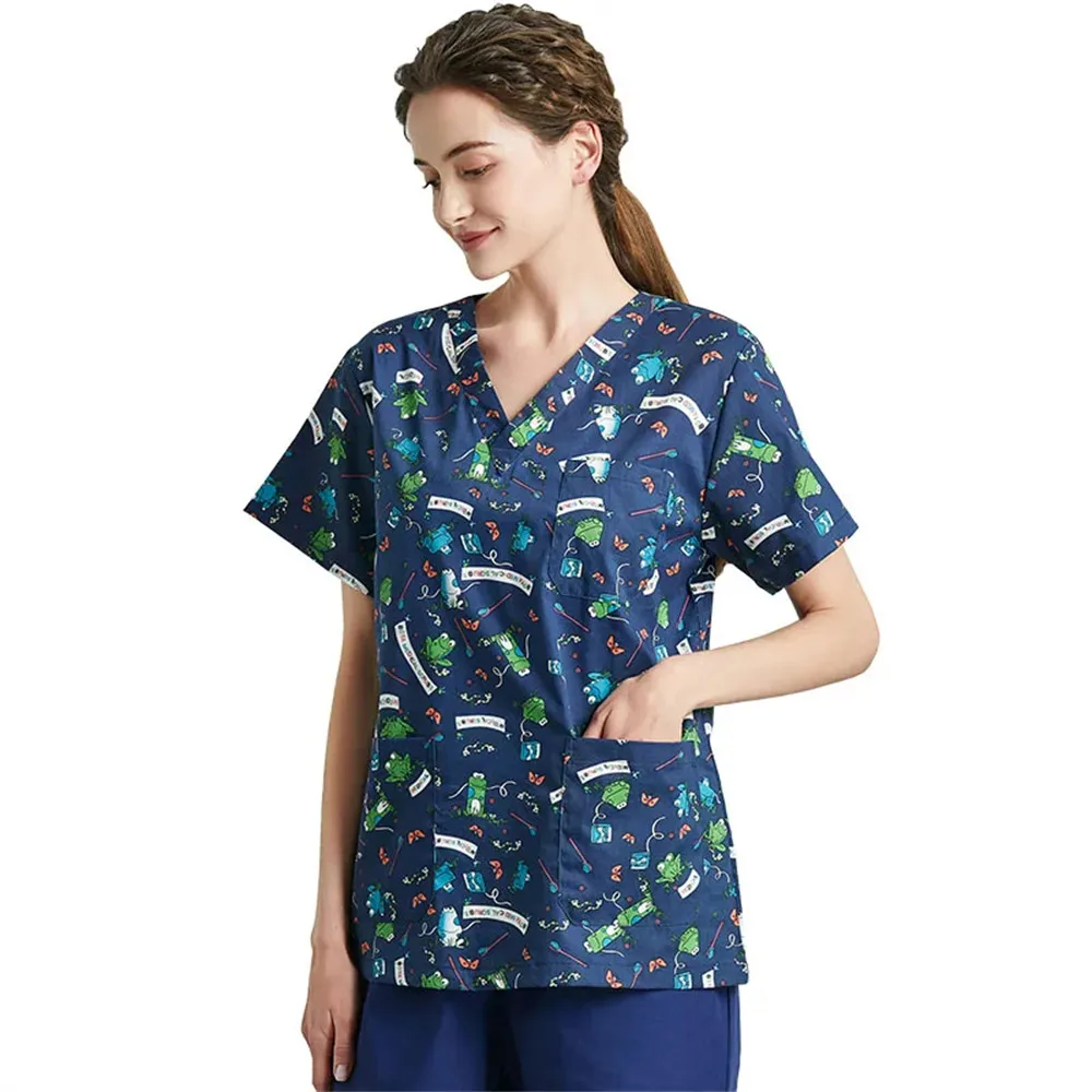 High Quality Women's Clinical Uniforms, Printed Tops, Beauty Salon Workwear, Women's Surgical Clothing
